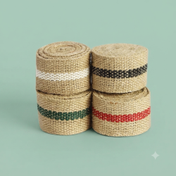 Jute band met streep 5 cm x 2,5 meter